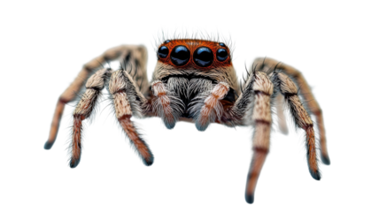 Close-up view of a spider showcasing intricate details of its body and eyes in a neutral background setting