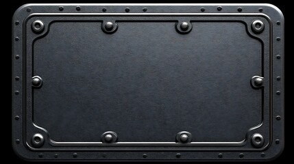 Fototapeta premium Dark Metal Plate With Decorative Rivets And Frame
