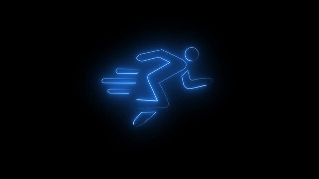 multicolor fast run icon video animation on black c Silhouette of a Sprinting Athlete Speed, Fitness, .