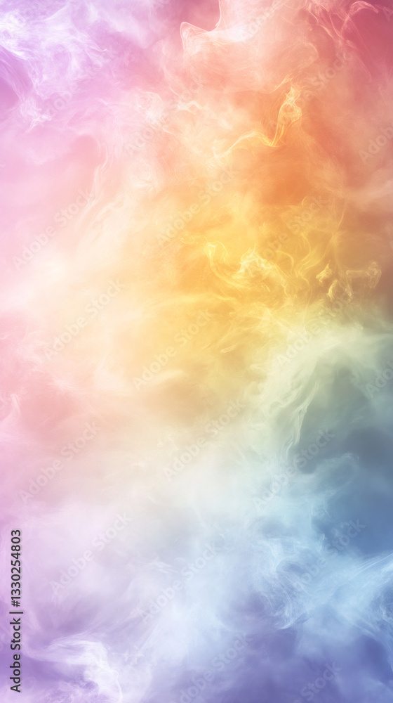 Poster pastel colored smoke creating a dreamy and ethereal atmosphere, perfect for backgrounds and creative