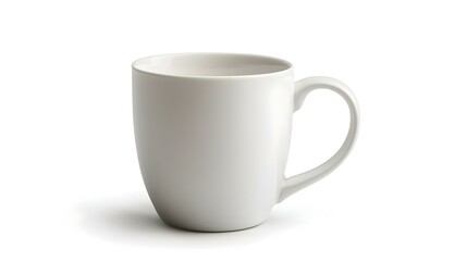 White Mug Laying on Flat White Surface Isolated