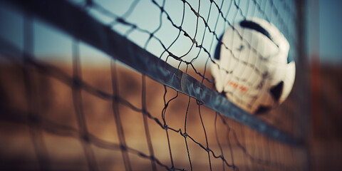 soccer goal net Volleyball net with a ball.