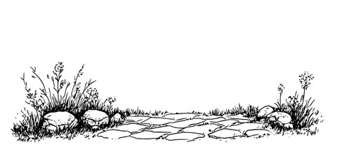 stone pedestrian pathway doodle sketch vector illustration © Kaz
