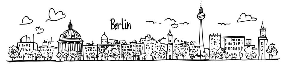 berlin city skyline sketch doodle vector illustration engraving vintage germany landmark © Kaz
