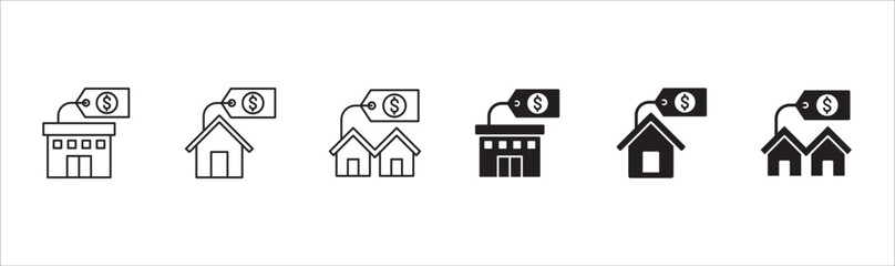 Company asset icon set. Business wealth icons. Property asset value symbol. Icon collection compatible for corporate property, wealthy, inventory, management, resource, financial. Vector illustration