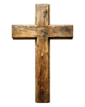  old wooden cross isolated on white background .PNG