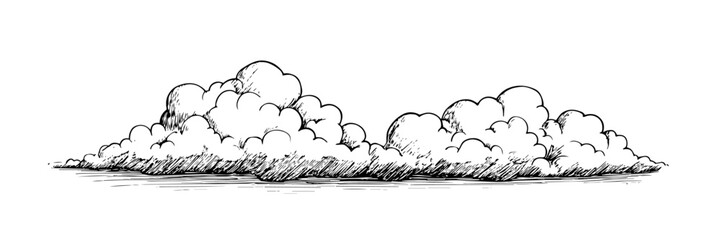 fluffy clouds hand drawn doodle black vector sketch