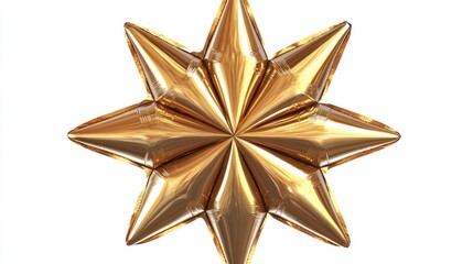 Obraz premium Gold, inflated star balloon with light reflection on a white background