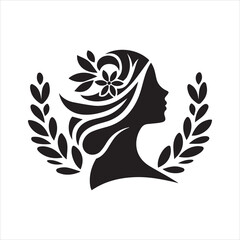 Fototapeta premium Silhouette of a girl with wings in tribal art style