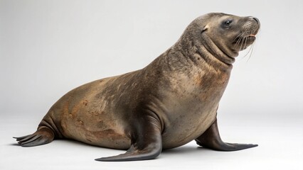 Naklejka premium sea elephant in full view on studio background