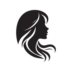Elegant vector illustration of a stylish woman with long hair in a fashionable silhouette