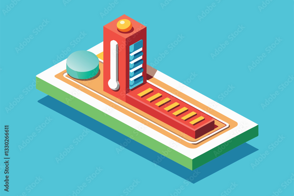 Poster a colorful, isometric thermometer design showcases a modern and customizable thermometer with a uniq