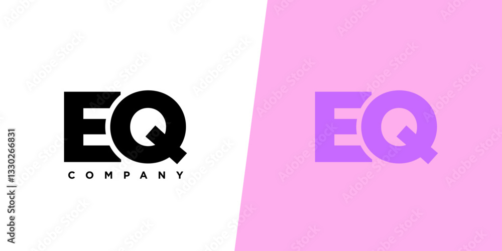 Poster letter e and q, eq logo design template. minimal monogram initial based logotype.