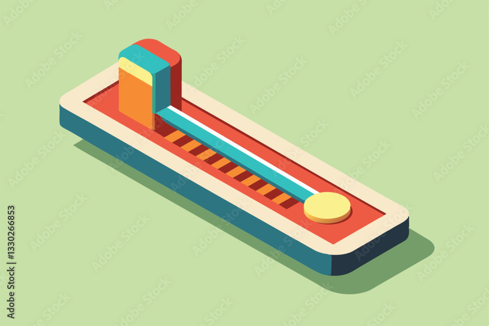 Poster a colorful isometric thermometer design featuring customizable elements for various uses and applica