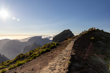 Aerial view of beautiful mountains and valleys of Madeira, Portugal