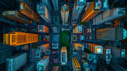 Urban Skyline Aerial View