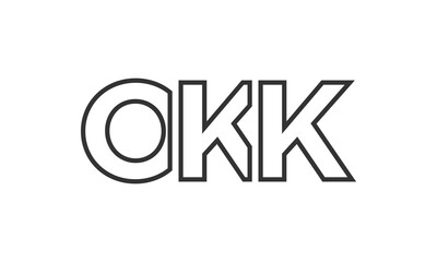 OKK logo design template with strong and modern bold text. Initial based vector logotype featuring simple and minimal typography. Trendy company identity.