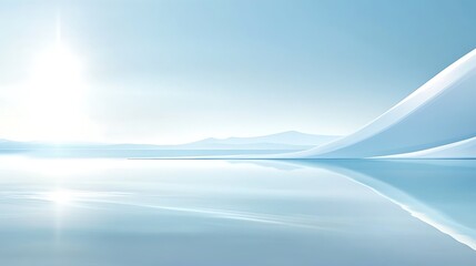Serene abstract background with smooth shapes in light blue color palette