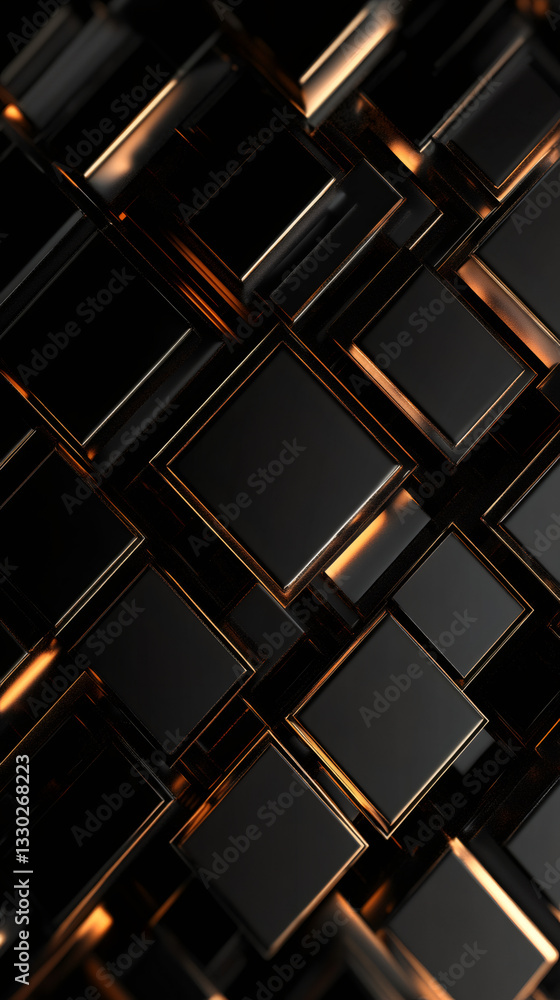 Aufkleber Abstract geometric background with black and gold squares forming a modern and elegant pattern, ideal for technology and luxury projects