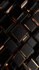 Abstract geometric background with black and gold squares forming a modern and elegant pattern, ideal for technology and luxury projects
