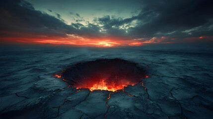 Fototapeta premium Volcanic Crater Sunset