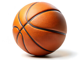 Fototapeta premium Basketball with Orange Sphere and Textured Leather on White Background