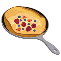 German pancake, Dutch baby pancake, German pancake with strawberries.