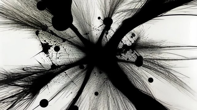 Abstract Ink Explosion: A Monochrome Masterpiece