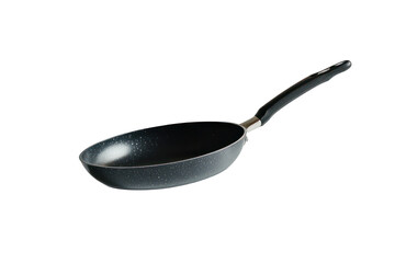 This image showcases a single, isolated, modern, non-stick frying pan with a long handle, ready for use.