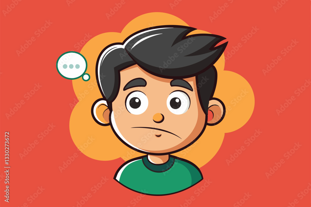 Aufkleber this customizable cartoon features a thoughtful character with a questioning expression and colorful