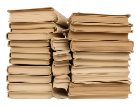 Pile of old books isolated on transparent background