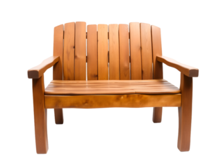 Wooden bench isolated on a transparent background