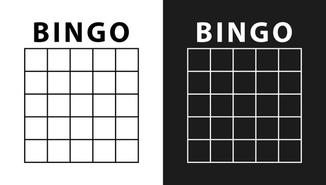 Bingo board vector icon. Lottery ticket, lotto game template, bingo cards symbol. Black outline silhouette isolated on white background. Vector Illustration