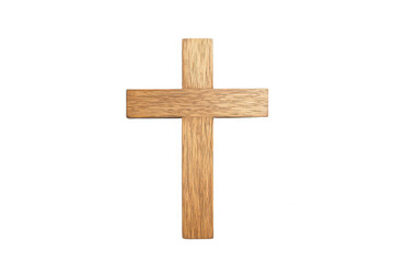 A Simple Wooden Cross, A Symbol Of Faith And Hope, Shown Against A Clean Isolated on Transparent Background With A Natural, Light Wood Grain Texture
