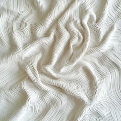 Elegant White Fabric with Wave Texture and Soft Drapes
