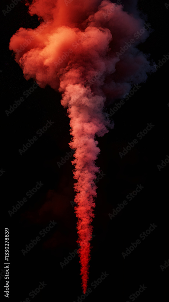 Aufkleber Vibrant smoke tendrils billowing dynamically against deep black background, resembling volcanic eruption with intense colorful swirling patterns
