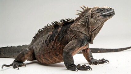 Naklejka premium Marine Iguana in full view on studio background