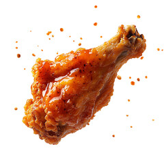 Juicy Fried Chicken Wing with Spicy Buffalo Sauce Isolated on Transparent Background