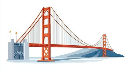 Obraz premium Golden Gate Bridge: San Francisco, USA - Flat Style Vector Illustration