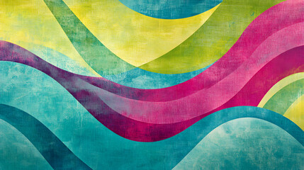 Abstract Colorful Waves Vibrant Teal, Pink, and Green Swirls Background