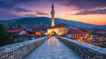 Fototapeta premium Prizren Kosovo: Stone Bridge Monument 