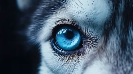 Captivating Blue Eyes of a Husky Dog: Close-Up Portrait AI Generated