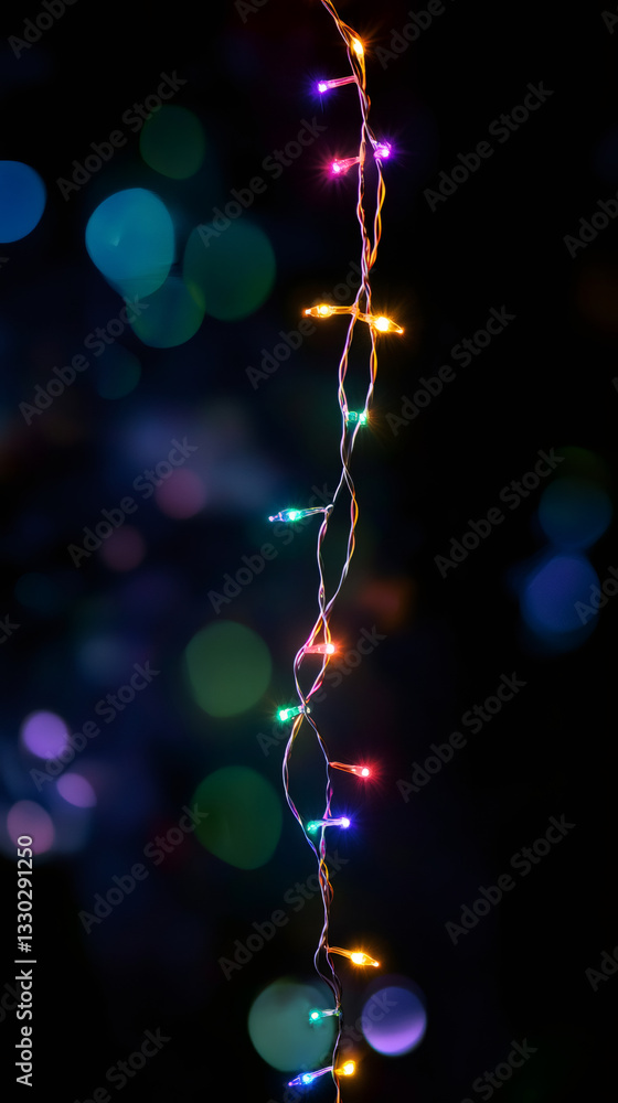 Aufkleber Colorful Christmas lights glowing against a dark background, creating a mesmerizing bokeh effect that enhances the festive atmosphere