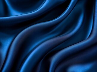 Obraz premium Waving Dark Blue Satin Fabric Background Texture for Fashion Design