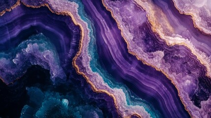 Obraz premium Amethyst Geode Shows Vibrant Purple and Teal Bands