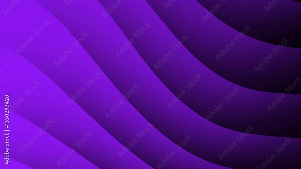 Poster a visually striking abstract design featuring flowing waves in varying shades of purple, creating a 