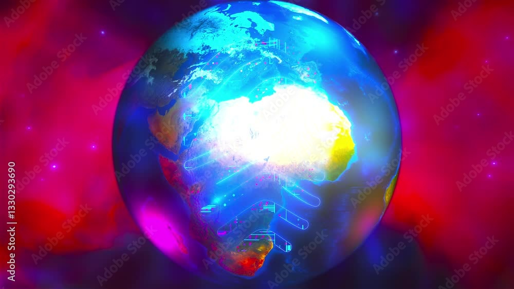 Poster digital earth with cybersecurity. computer generated 3d render