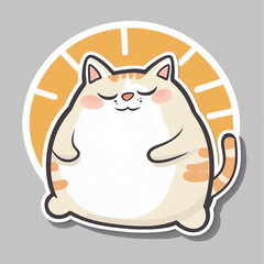 Obraz premium funny fat cat in sticker line style