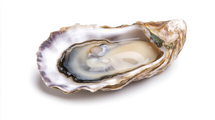 Closeup of oyster in pristine shell, showcasing natural beauty and detail