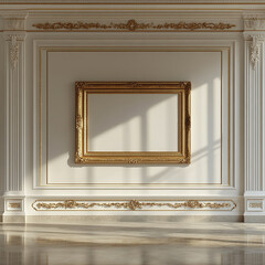 Elegant interior with ornate golden frame and architectural details